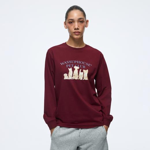 WassupHouse猫猫狗狗大印花长袖T恤 商品图1