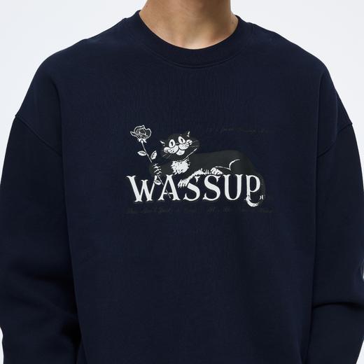 WassupHouse趣味黑猫印花圆领卫衣 商品图3