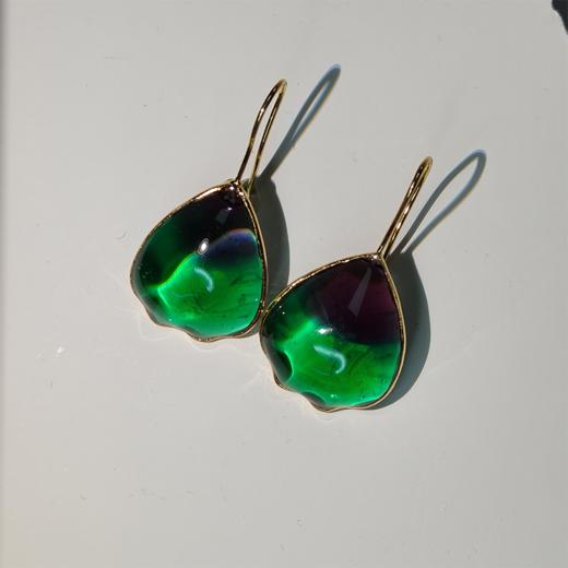 北京仓｜Gripoix Paris-Pop Glamour-sea green 花瓣 琉璃 耳环［法国设计师］ 商品图4