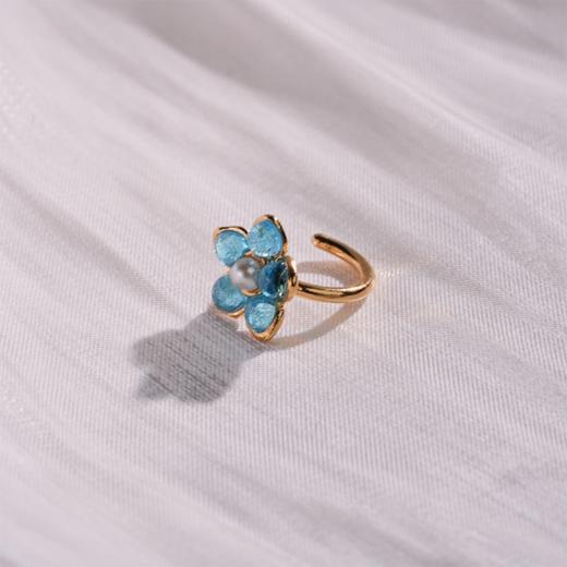 北京仓｜Gripoix Paris-Flower-透宝蓝 花朵 琉璃 耳廓夹［法国设计师］ 商品图2