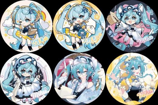 初音未来 笔触未来 马口铁徽章 吧唧 6包/盒 国谷 商品图0