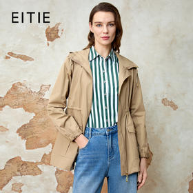 EITIE爱特爱简约通勤百搭抽绳收腰显瘦风衣外套春季新款8104801