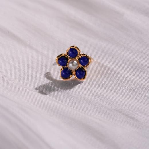 北京仓｜Gripoix Paris-Flower-蓝宝石色 花朵 琉璃 耳廓夹［法国设计师］ 商品图2