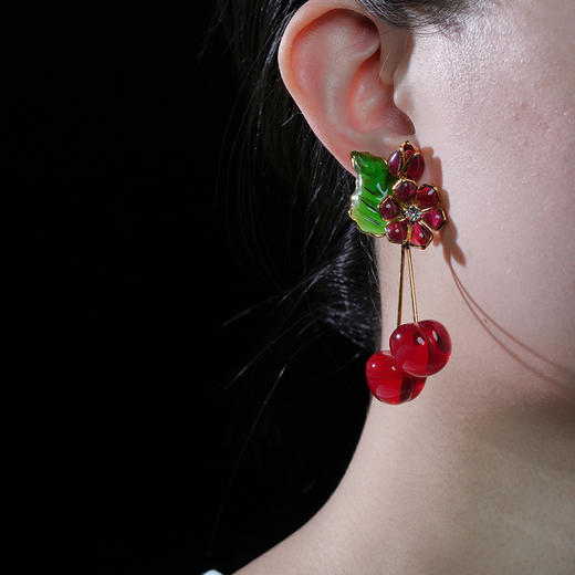 北京仓｜Gripoix Paris-Vintage-Cherry-樱桃 复古 琉璃 耳环［法国设计师］ 商品图0