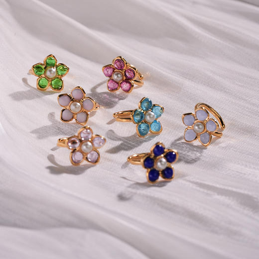 北京仓｜Gripoix Paris-Flower-嘟嘟蓝 花朵 琉璃 耳廓夹［法国设计师］ 商品图4