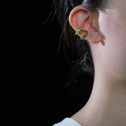 北京仓｜Gripoix Paris-Pearls and Flower-经典绿 花朵 琉璃 耳廓夹［法国设计师］ 商品图2