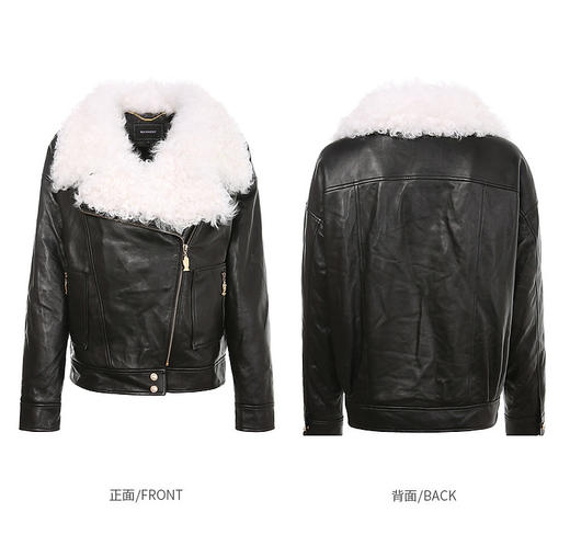羊羔毛拼接机车服冬季短夹克外套女MG8343290111JA0A90 商品图3