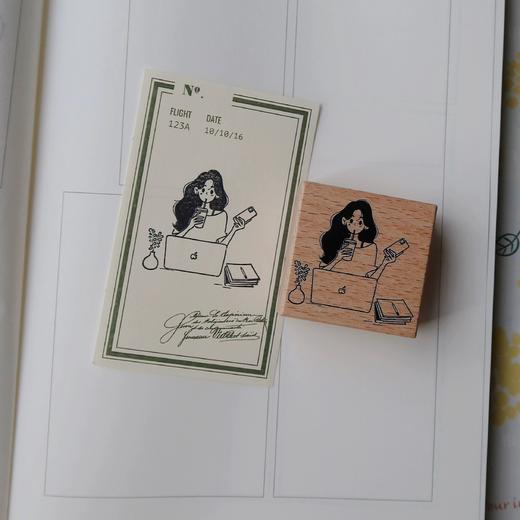 ST journal 手账木制打工人女孩日常生活素材木章 商品图4