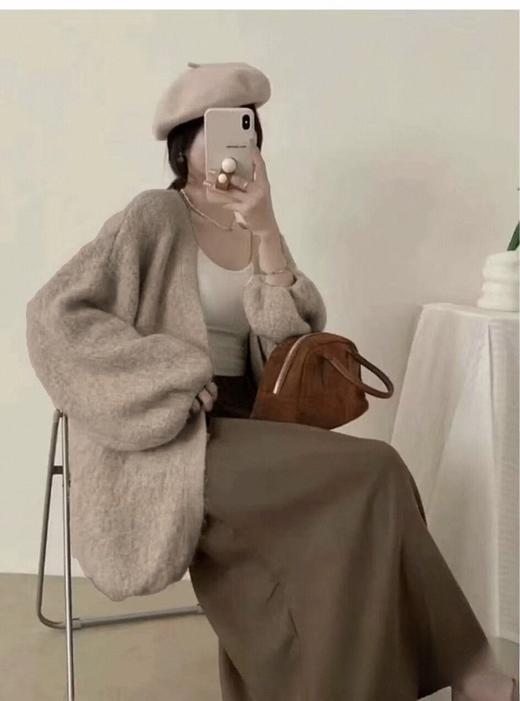 自营【超美针织衫】M30慵懒风大灯笼袖开衫毛衣-喜出 商品图4