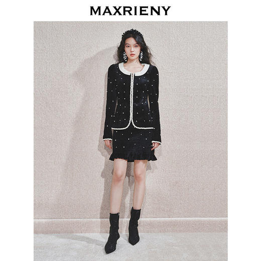 【宫廷巴洛克-商场同款】MAXRIENY宫廷风撞色钉珠外套女(货号:MC85JA600) 商品图1