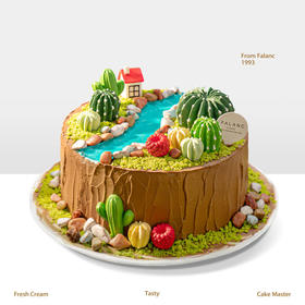 【魔法多肉小镇】遇见绿洲 纯手工制作可爱多肉 慕斯夹心蛋糕