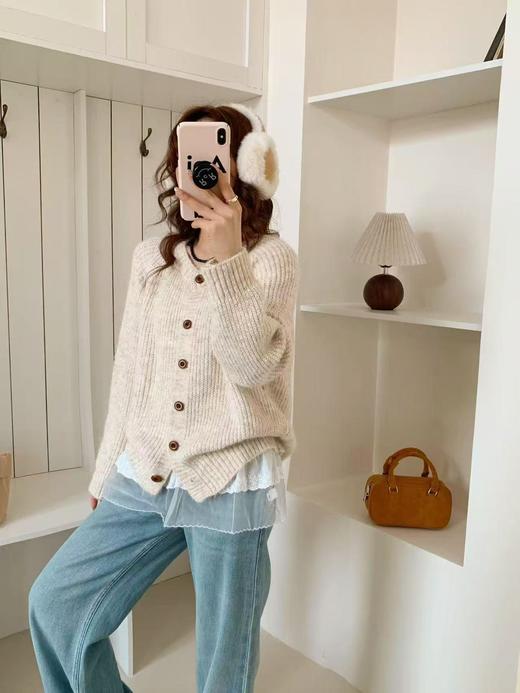 清了！清！不支持退货 自营【超美针织衫】M11韩系百搭简约粗针中厚开衫毛衣-喜出 商品图1