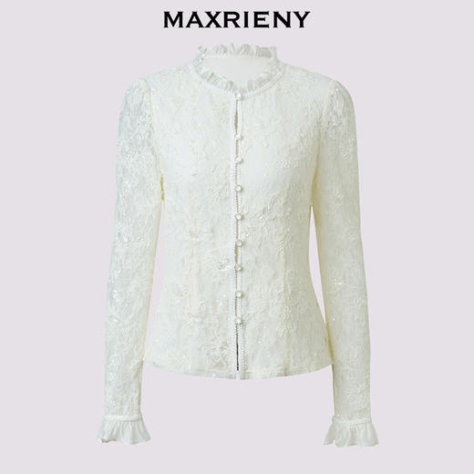 MAXRIENY2025秋衬衫法式宫廷衬衫端庄通勤衬衣优雅感收腰上衣(货号:MS86TP509) 商品图4