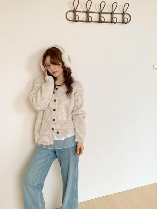 清了！清！不支持退货 自营【超美针织衫】M11韩系百搭简约粗针中厚开衫毛衣-喜出 商品图5