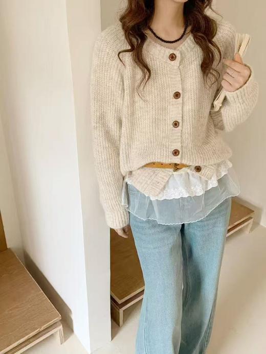 清了！清！不支持退货 自营【超美针织衫】M11韩系百搭简约粗针中厚开衫毛衣-喜出 商品图2