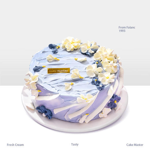 【浪漫主义】带你投身烂漫花海，享受蓝白相间的错落感 慕斯夹心蛋糕 商品图0