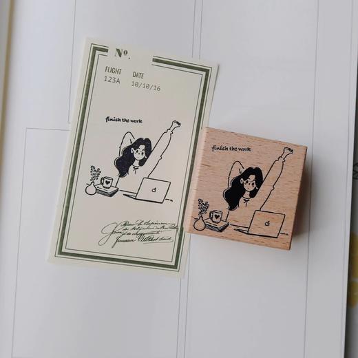 ST journal 手账木制打工人女孩日常生活素材木章 商品图7