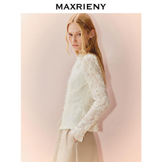 MAXRIENY2025秋衬衫法式宫廷衬衫端庄通勤衬衣优雅感收腰上衣(货号:MS86TP509) 商品图2