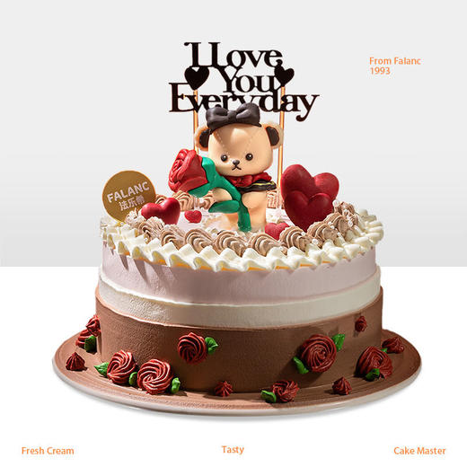 【玫瑰小熊】想做你床头的小熊 为你打败梦里的恶龙 慕斯夹心蛋糕 商品图0