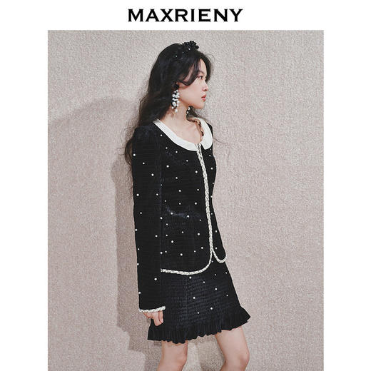 【宫廷巴洛克-商场同款】MAXRIENY宫廷风撞色钉珠外套女(货号:MC85JA600) 商品图2