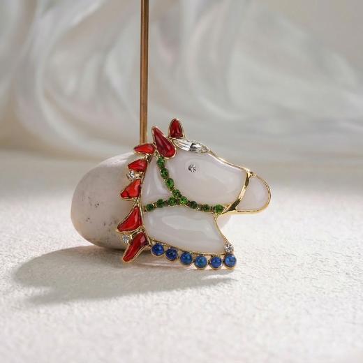 北京仓｜Gripoix Paris-coco Horse-白马王子 白色 小萌马 胸针［法国设计师］ 商品图6