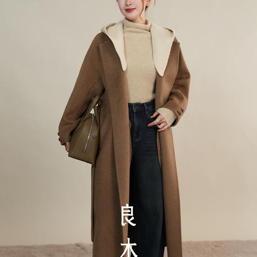 【特价不退换】【预售7天】良木礼山羊绒连帽大衣（D8204） 商品图1
