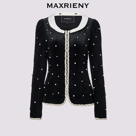 【宫廷巴洛克-商场同款】MAXRIENY宫廷风撞色钉珠外套女(货号:MC85JA600) 商品图4
