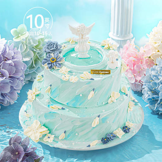 【蓝色许愿池】精美巴洛克风许愿池 白巧雕塑双生天使  慕斯夹心蛋糕 商品图7