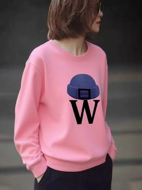 【清仓特卖】粉色针织帽W上衣-喜出