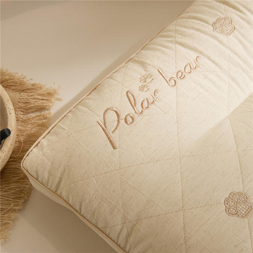 自然醒亚麻北极熊枕-棉麻绣花小熊枕头成人立体亚麻枕芯XK 商品图11