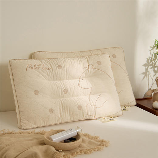 自然醒亚麻北极熊枕-棉麻绣花小熊枕头成人立体亚麻枕芯XK 商品图4