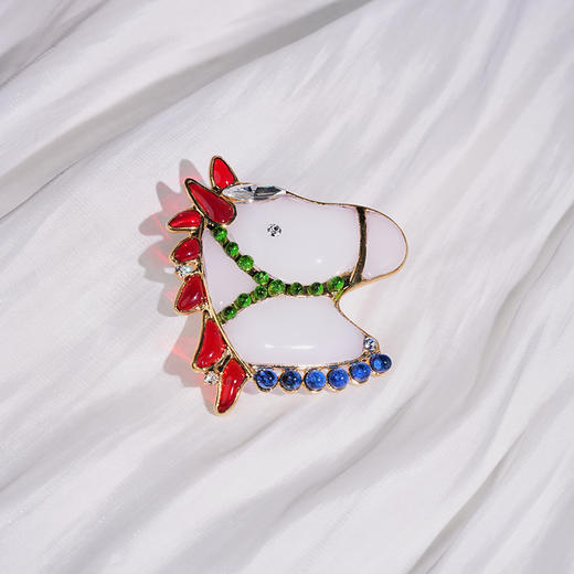 北京仓｜Gripoix Paris-coco Horse-白马王子 白色 小萌马 胸针［法国设计师］ 商品图1