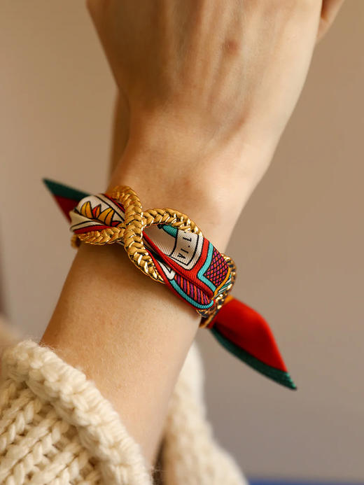 北京仓｜AN-NEE-TRESSE-红色 塔罗 4cm 丝巾手镯［法国设计师］ 商品图0