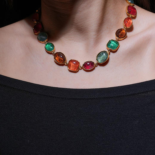 北京仓｜Goossens Paris-CABOCHONS-彩虹色 岩石水晶 项链［法国设计师］ 商品图1