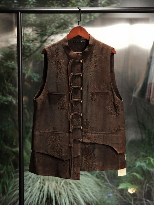 盛唐婧 | 风吟罗縠轻奢时尚香云纱不对称对襟马甲 商品图0