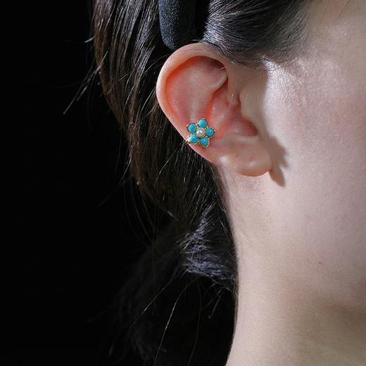 北京仓｜Gripoix Paris-Flower-松石蓝 花朵 琉璃 耳廓夹［法国设计师］ 商品图0