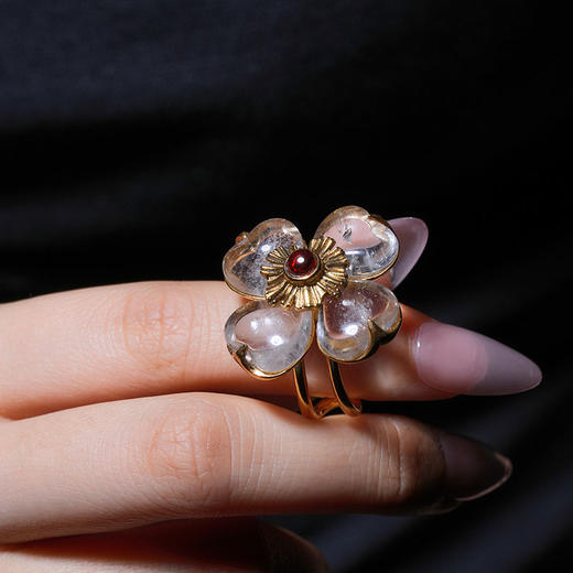 北京仓｜Goossens Paris-Trefle-天然水晶 石榴石 戒指［法国设计师］ 商品图2