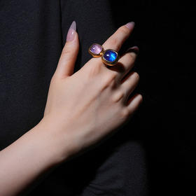 北京仓｜Goossens Paris-DOUBLE RENAISSANCE-宝蓝色 粉色 岩石水晶 戒指［法国设计师］