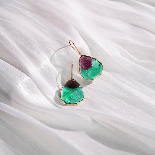 北京仓｜Gripoix Paris-Pop Glamour-sea green 花瓣 琉璃 耳环［法国设计师］ 商品图1