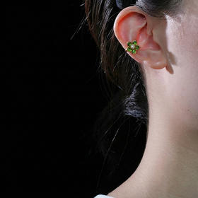 北京仓｜Gripoix Paris-Flower-经典帝王绿 花朵 琉璃 耳廓夹［法国设计师］