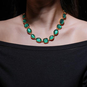 北京仓｜Goossens Paris-CABOCHONS-绿色 岩石水晶 项链［法国设计师］