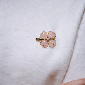 北京仓｜Goossens Paris-Trèfle-天然粉色石英 珍珠 胸针［法国设计师］