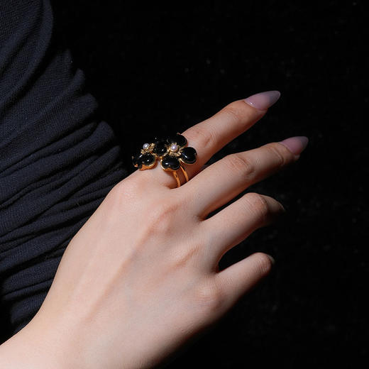 北京仓｜Goossens Paris-TREFLE-四叶草 黑色玛瑙 戒指［法国设计师］ 商品图2