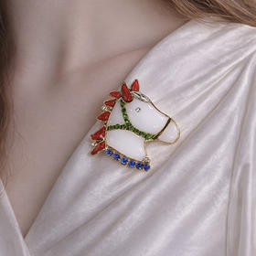 北京仓｜Gripoix Paris-coco Horse-白马王子 白色 小萌马 胸针［法国设计师］