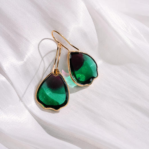 北京仓｜Gripoix Paris-Pop Glamour-sea green 花瓣 琉璃 耳环［法国设计师］ 商品图2