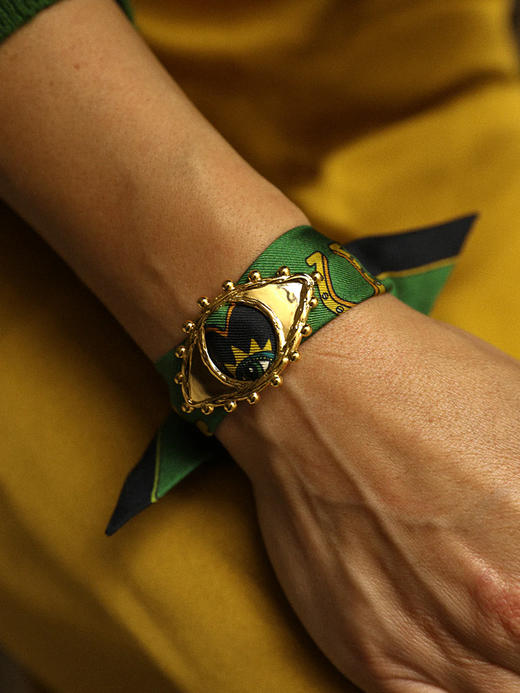 订购14周到｜AN-NEE-BONOEIL-深绿色 幸运予你 4cm 丝巾装饰扣手镯［法国设计师］ 商品图0