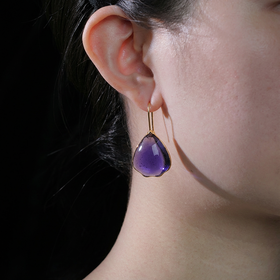 北京仓｜Gripoix Paris-Pop Glamour-宝石紫 花瓣 琉璃 耳环［法国设计师］