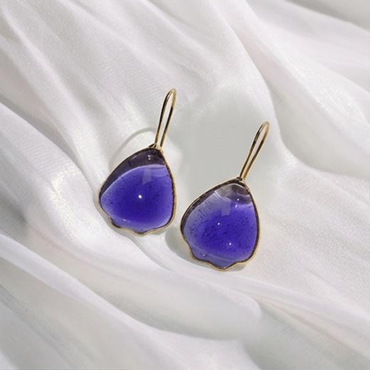 北京仓｜Gripoix Paris-Pop Glamour-宝石紫 花瓣 琉璃 耳环［法国设计师］ 商品图1