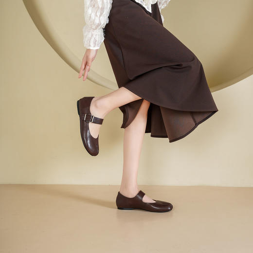 Westory2026年春季牛皮分趾学院风玛丽珍鞋休闲平底浅口单鞋S26AE50671 商品图2