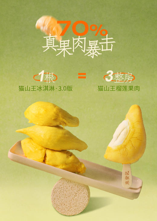 GH 来发记猫山王榴莲雪糕马来西亚冰淇淋进口高含量果肉冰激凌9支装 商品图3